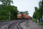 A northbound intermodal is about to knock down the signal for the UP Diamond 